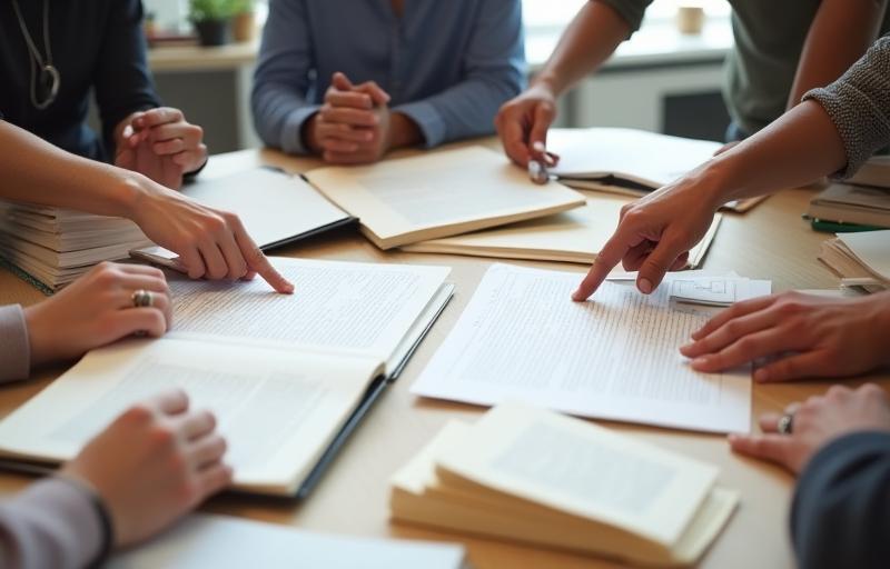 Equipe editorial colaborando em um escritório profissional
